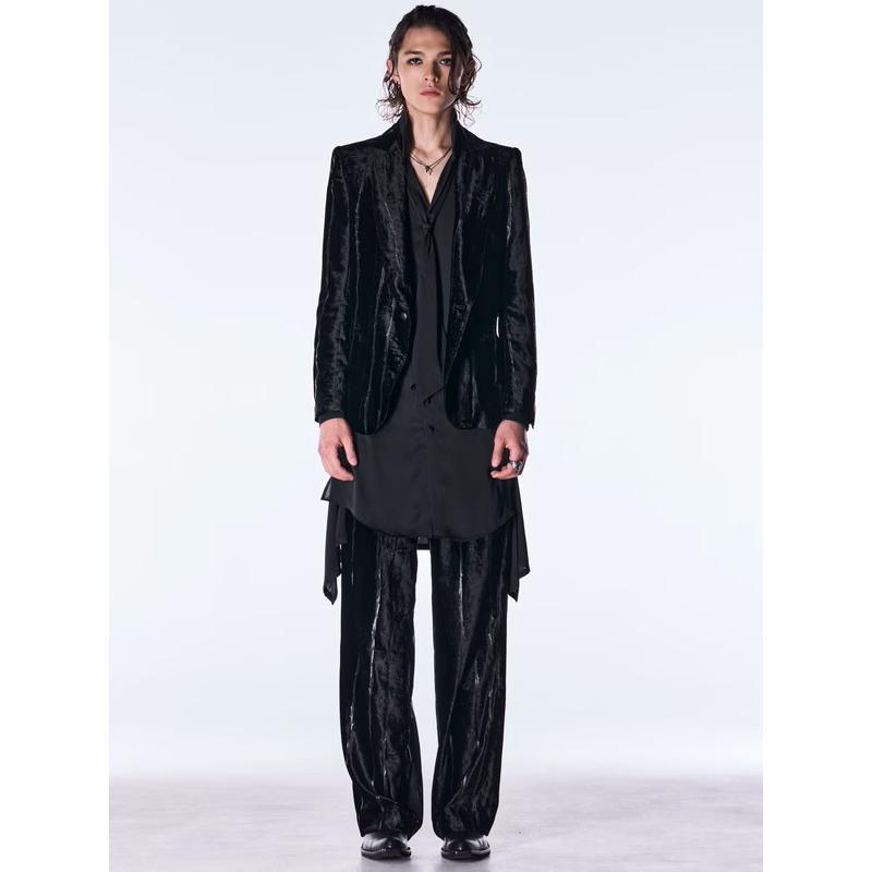 (予約品）10月末〜11月入荷予定/kiryuyrik・キリュウキリュウ/TOGE Velvet Peaked Jacket/Blackの画像