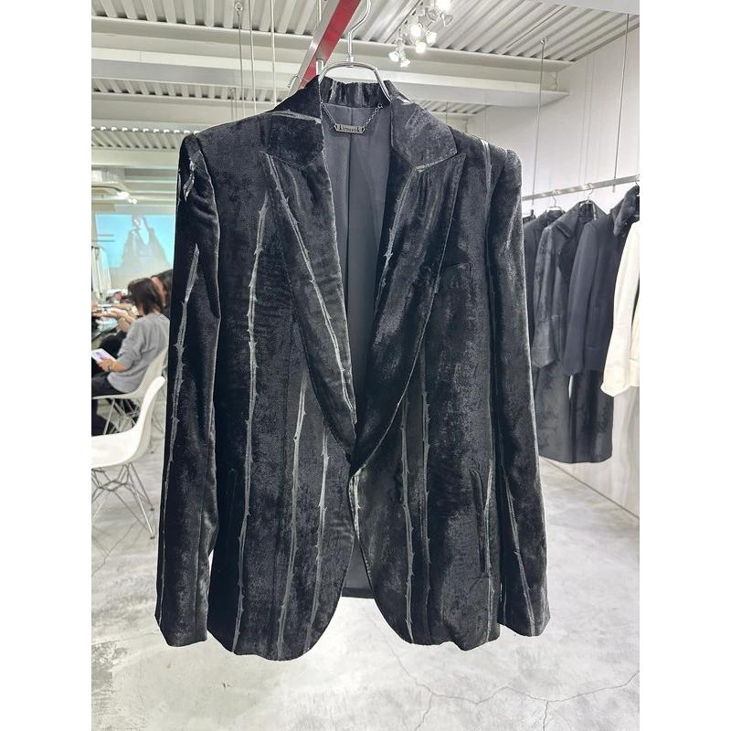 (予約品）10月末〜11月入荷予定/kiryuyrik・キリュウキリュウ/TOGE Velvet Peaked Jacket/Blackの画像
