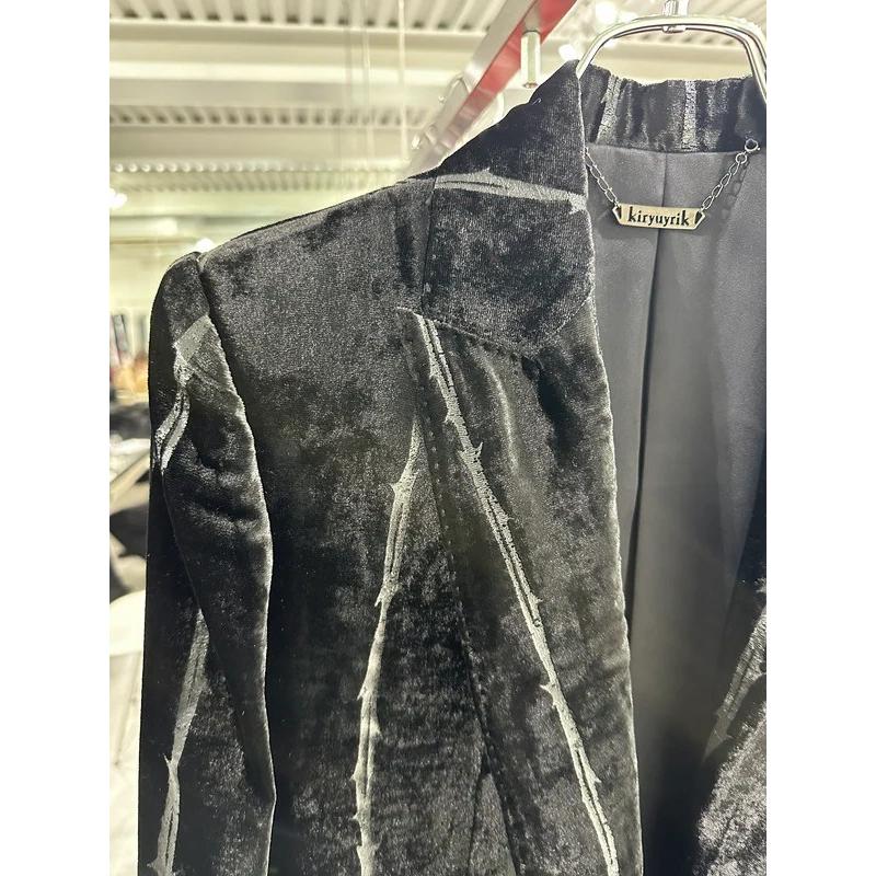 (予約品）10月末〜11月入荷予定/kiryuyrik・キリュウキリュウ/TOGE Velvet Peaked Jacket/Blackの画像
