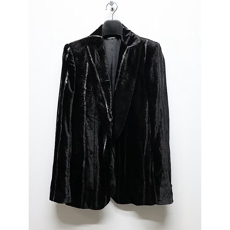 (予約品）10月末〜11月入荷予定/kiryuyrik・キリュウキリュウ/TOGE Velvet Peaked Jacket/Blackの画像