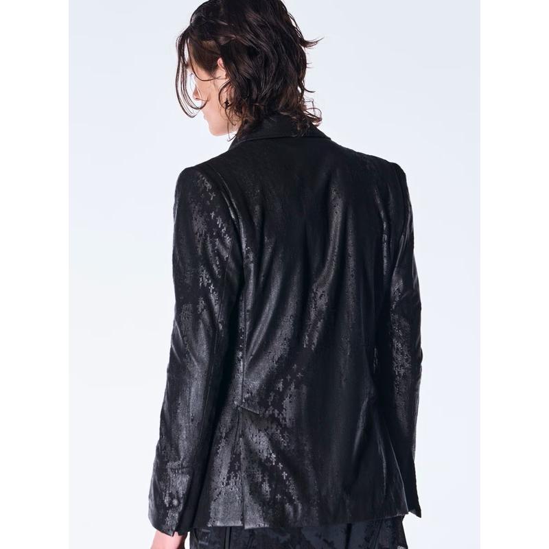 (予約品）11月末〜12月入荷予定/kiryuyrik・キリュウキリュウ/Cross Dot Fleece Peaked Jacket/Blackの画像