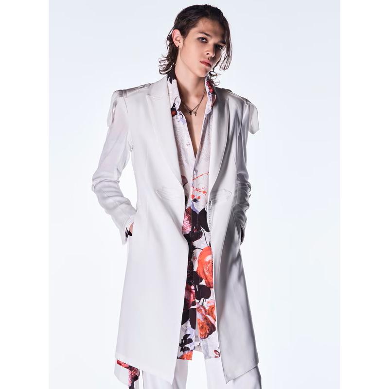 (予約品）8月末〜9月入荷予定/kiryuyrik・キリュウキリュウ/Back Satin Goth JacketII/Whiteの画像