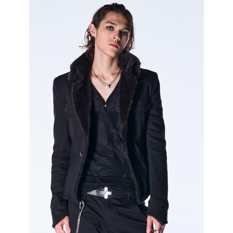 (予約品）10月末〜11月入荷予定/kiryuyrik・キリュウキリュウ/Denim Napoleon Blouson/Blackの画像
