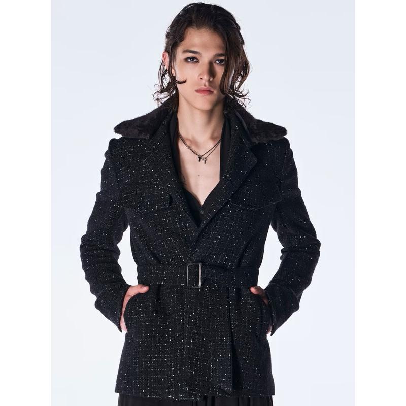 (予約品）11月末〜12月入荷予定/kiryuyrik・キリュウキリュウ/Tweed Fur Safari Blouson/Blackの画像