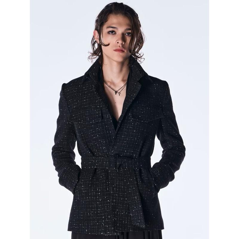 (予約品）11月末〜12月入荷予定/kiryuyrik・キリュウキリュウ/Tweed Fur Safari Blouson/Blackの画像