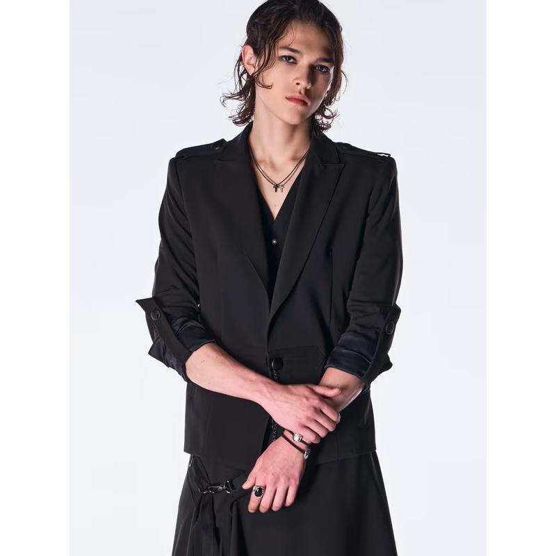 (予約品）9月末〜10月入荷予定/kiryuyrik・キリュウキリュウ/PE Gabardine Short Goth Jacket/Blackの画像