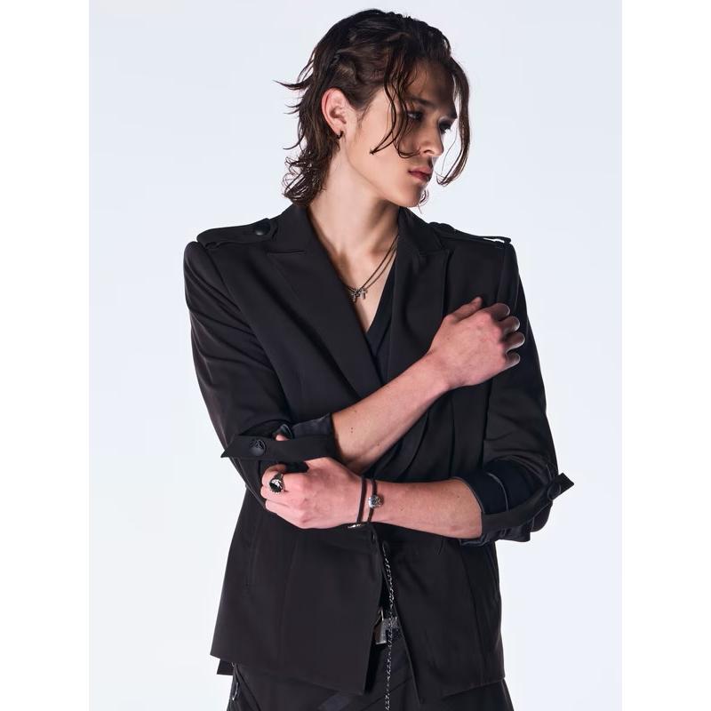 (予約品）9月末〜10月入荷予定/kiryuyrik・キリュウキリュウ/PE Gabardine Short Goth Jacket/Blackの画像