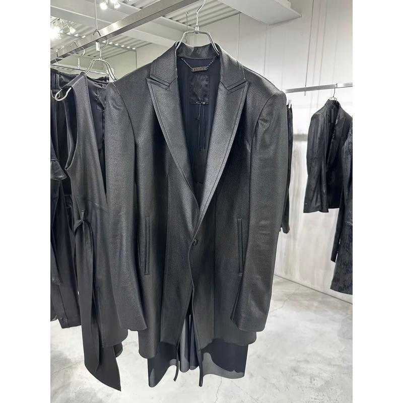 (予約品）10月末〜11月入荷予定/kiryuyrik・キリュウキリュウ/Emboss Silley Jersey Layerd Jacket/Blackの画像
