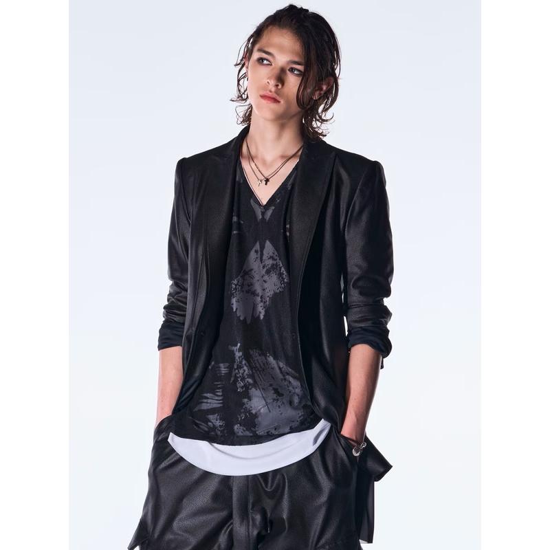 (予約品）10月末〜11月入荷予定/kiryuyrik・キリュウキリュウ/Emboss Silley Jersey Layerd Jacket/Blackの画像