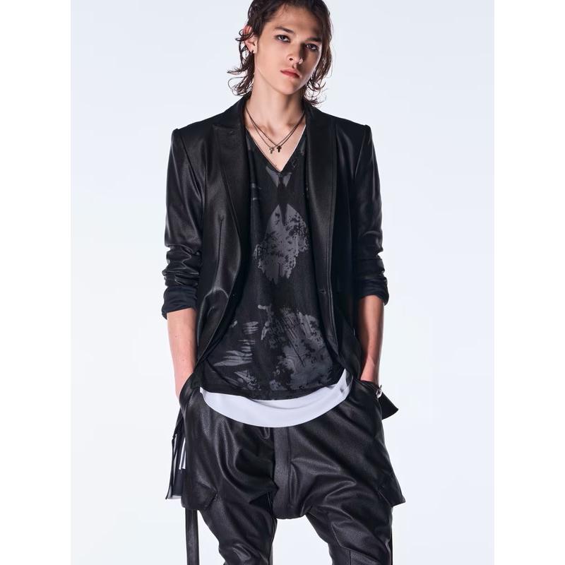 (予約品）10月末〜11月入荷予定/kiryuyrik・キリュウキリュウ/Emboss Silley Jersey Layerd Jacket/Blackの画像
