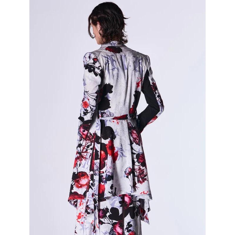 (予約品）9月末〜10月入荷予定/kiryuyrik・キリュウキリュウ/Goth Flora Suede Satin Flare Jacket/Whiteの画像