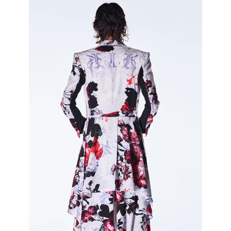 (予約品）9月末〜10月入荷予定/kiryuyrik・キリュウキリュウ/Goth Flora Suede Satin Flare Jacket/Whiteの画像