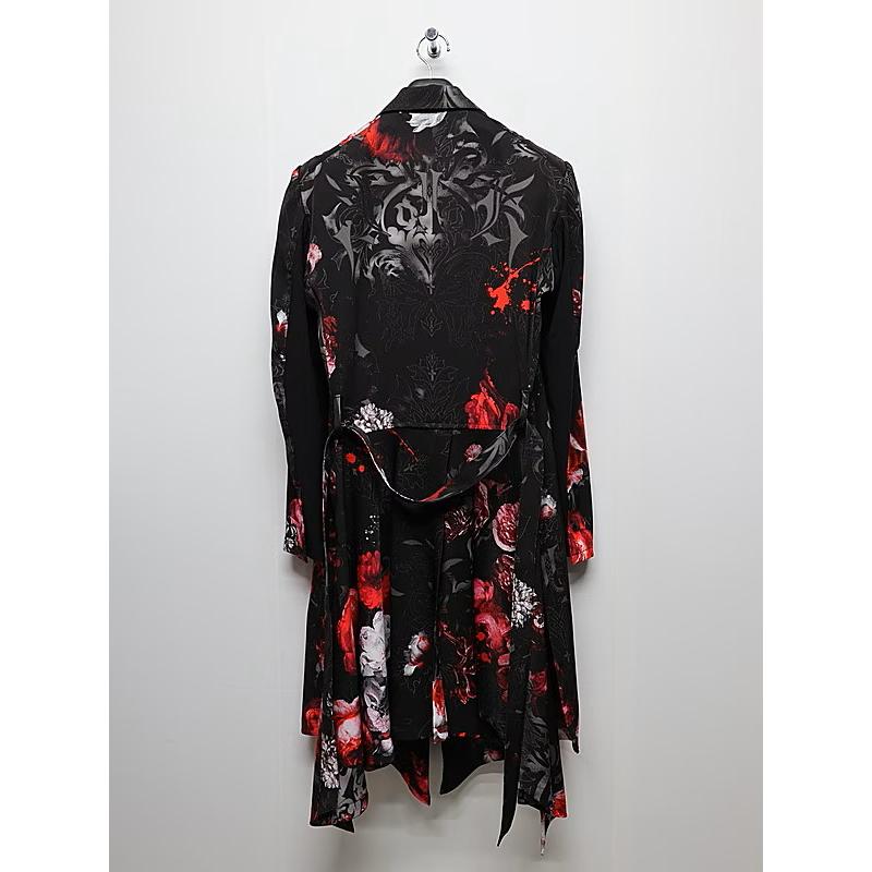 (予約品）9月末〜10月入荷予定/kiryuyrik・キリュウキリュウ/Goth Flora Suede Satin Flare Jacket/Blackの画像