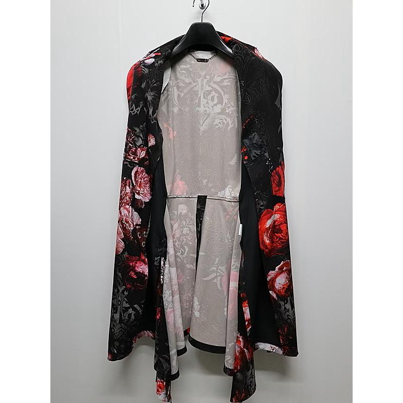 (予約品）9月末〜10月入荷予定/kiryuyrik・キリュウキリュウ/Goth Flora Suede Satin Flare Jacket/Blackの画像