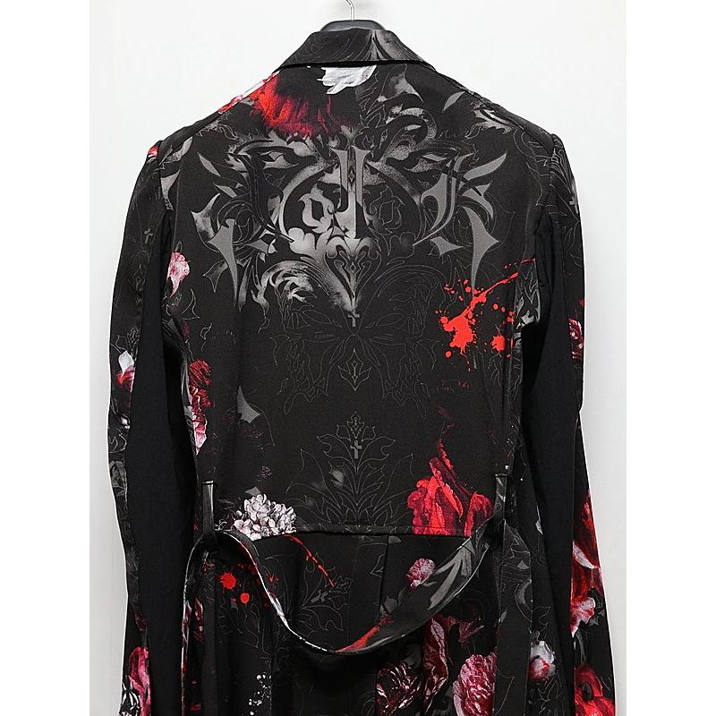 (予約品）9月末〜10月入荷予定/kiryuyrik・キリュウキリュウ/Goth Flora Suede Satin Flare Jacket/Blackの画像