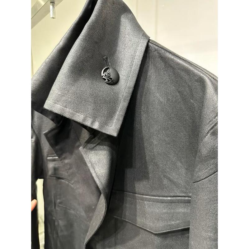 (予約品）11月末〜12月入荷予定/kiryuyrik・キリュウキリュウ/Denim Napoleon Blouson/Blackの画像