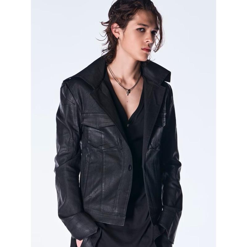 (予約品）11月末〜12月入荷予定/kiryuyrik・キリュウキリュウ/Denim Napoleon Blouson/Blackの画像