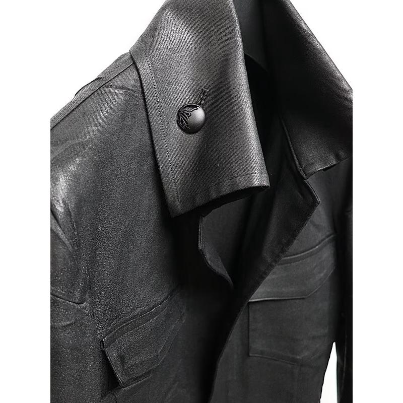 (予約品）11月末〜12月入荷予定/kiryuyrik・キリュウキリュウ/Denim Napoleon Blouson/Blackの画像