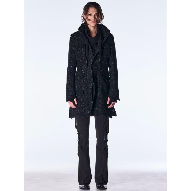 (予約品）11月末〜12月入荷予定/kiryuyrik・キリュウキリュウ/Tweed Long-M65/Blackの画像