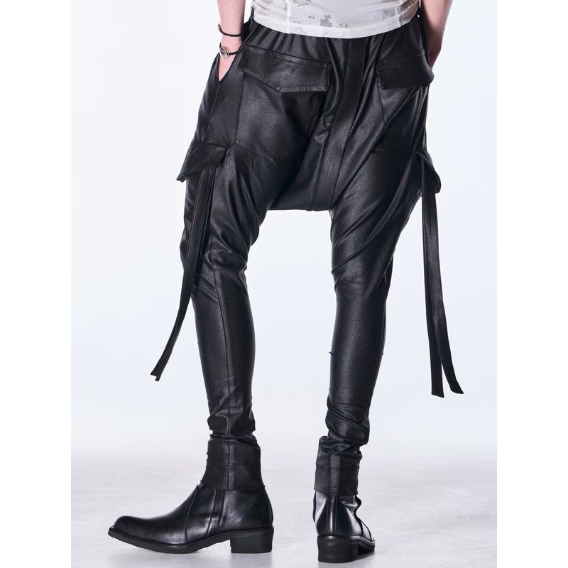 (予約品）10月末〜11月入荷予定/kiryuyrik・キリュウキリュウ/Emboss Silley Jersey Saruel Bondage Pants/Blackの画像