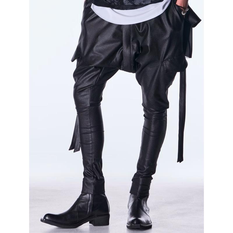 (予約品）10月末〜11月入荷予定/kiryuyrik・キリュウキリュウ/Emboss Silley Jersey Saruel Bondage Pants/Blackの画像