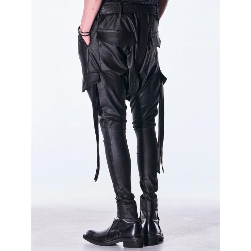 (予約品）10月末〜11月入荷予定/kiryuyrik・キリュウキリュウ/Emboss Silley Jersey Saruel Bondage Pants/Blackの画像