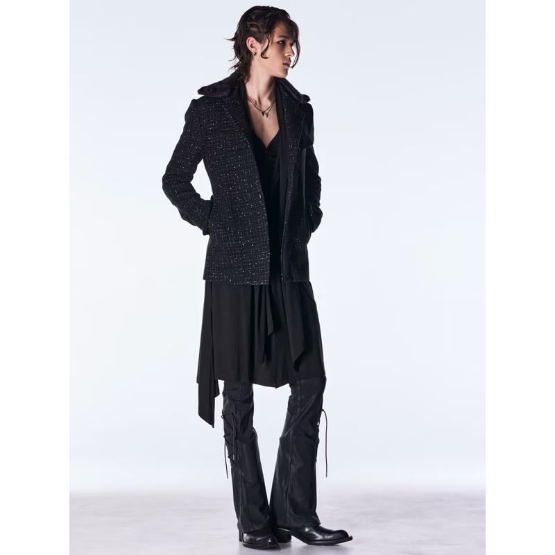 (予約品）11月末〜12月入荷予定/kiryuyrik・キリュウキリュウ/High Tension Jersey Lace Up Flare Pants/Blackの画像