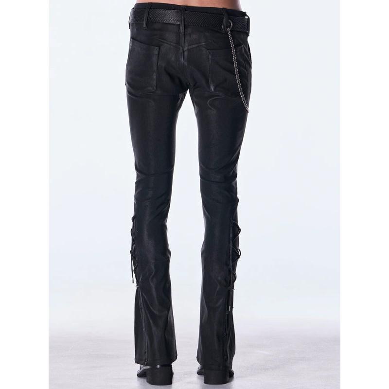 (予約品）11月末〜12月入荷予定/kiryuyrik・キリュウキリュウ/High Tension Jersey Lace Up Flare Pants/Blackの画像