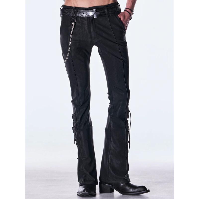 (予約品）11月末〜12月入荷予定/kiryuyrik・キリュウキリュウ/High Tension Jersey Lace Up Flare Pants/Blackの画像