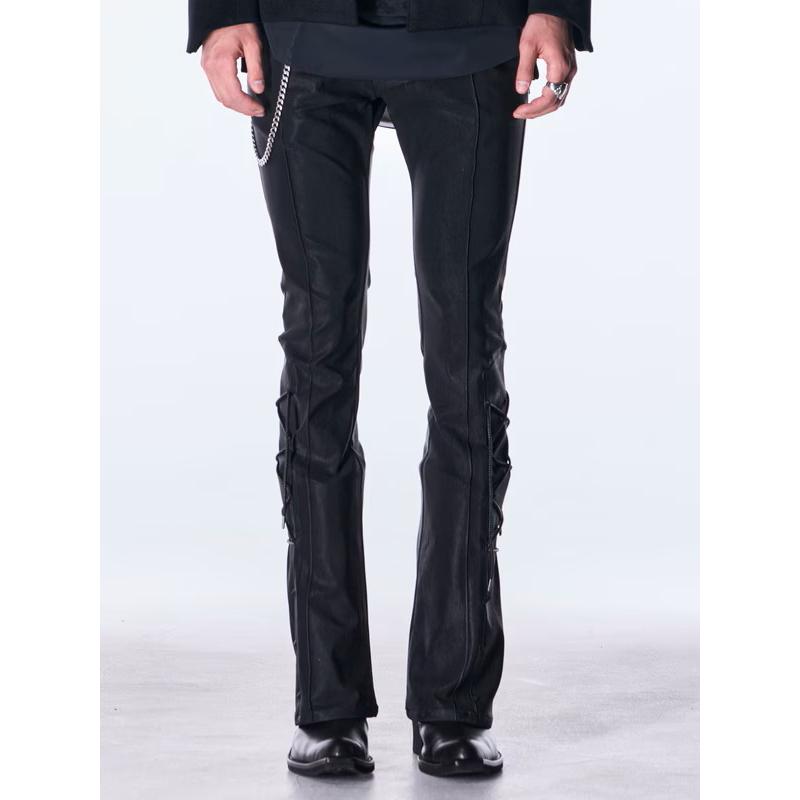 (予約品）11月末〜12月入荷予定/kiryuyrik・キリュウキリュウ/High Tension Jersey Lace Up Flare Pants/Blackの画像