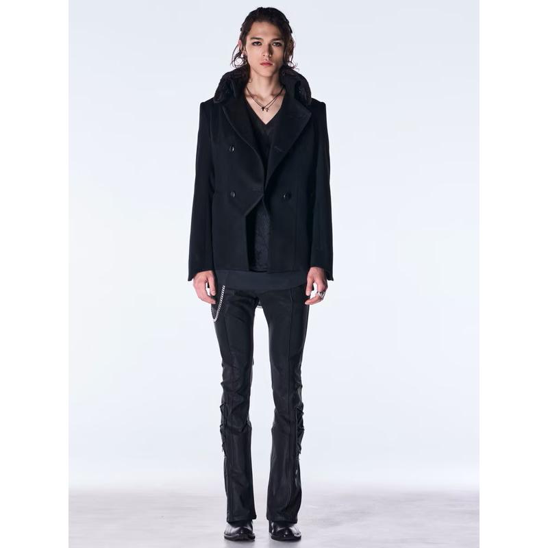 (予約品）11月末〜12月入荷予定/kiryuyrik・キリュウキリュウ/High Tension Jersey Lace Up Flare Pants/Blackの画像