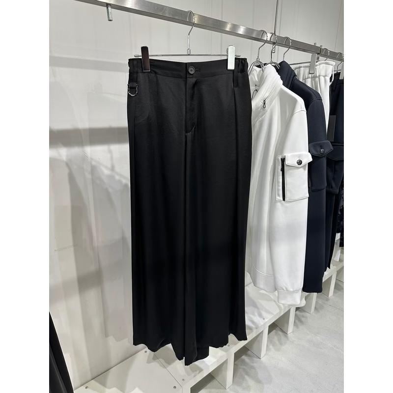 (予約品）8月末〜9月入荷予定/kiryuyrik・キリュウキリュウ/Vintage Satin Wide Tuck Slacks/Blackの画像
