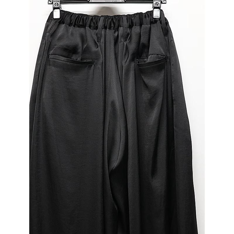(予約品）8月末〜9月入荷予定/kiryuyrik・キリュウキリュウ/Vintage Satin Wide Tuck Slacks/Blackの画像