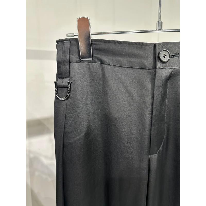 (予約品）8月末〜9月入荷予定/kiryuyrik・キリュウキリュウ/Vintage Satin Wide Tuck Slacks/Blackの画像