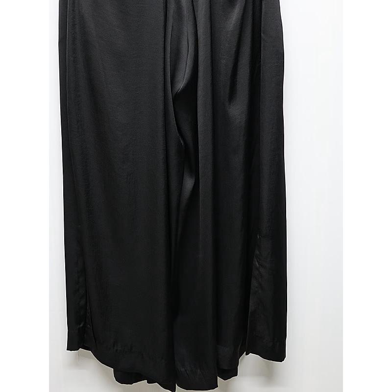 (予約品）8月末〜9月入荷予定/kiryuyrik・キリュウキリュウ/Vintage Satin Wide Tuck Slacks/Blackの画像