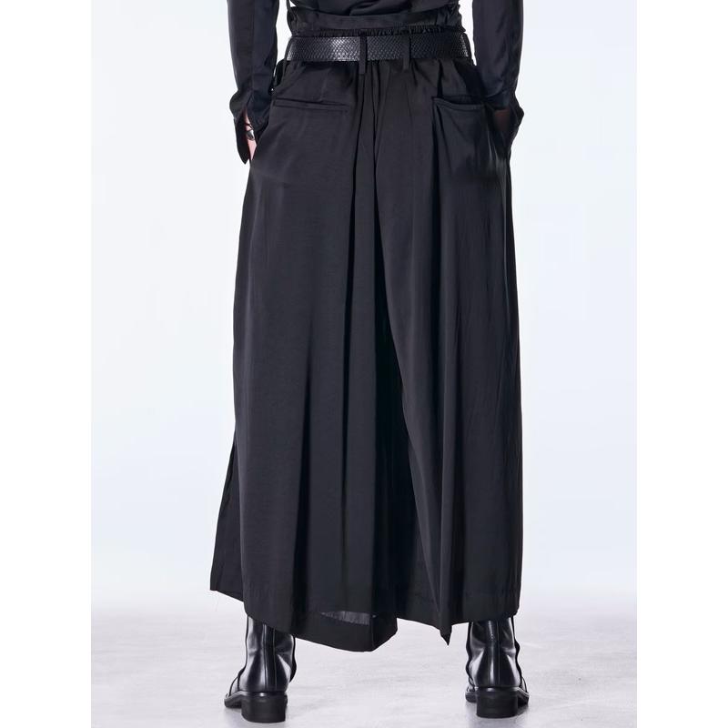 (予約品）8月末〜9月入荷予定/kiryuyrik・キリュウキリュウ/Vintage Satin Wide Tuck Slacks/Blackの画像
