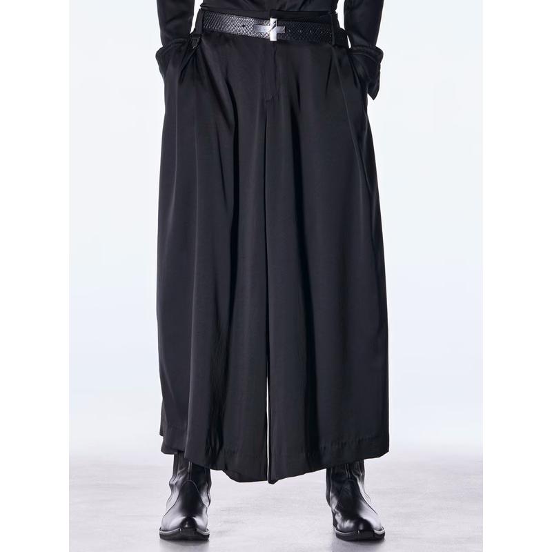 (予約品）8月末〜9月入荷予定/kiryuyrik・キリュウキリュウ/Vintage Satin Wide Tuck Slacks/Blackの画像