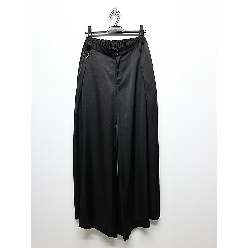 (予約品）8月末〜9月入荷予定/kiryuyrik・キリュウキリュウ/Vintage Satin Wide Tuck Slacks/Blackの画像