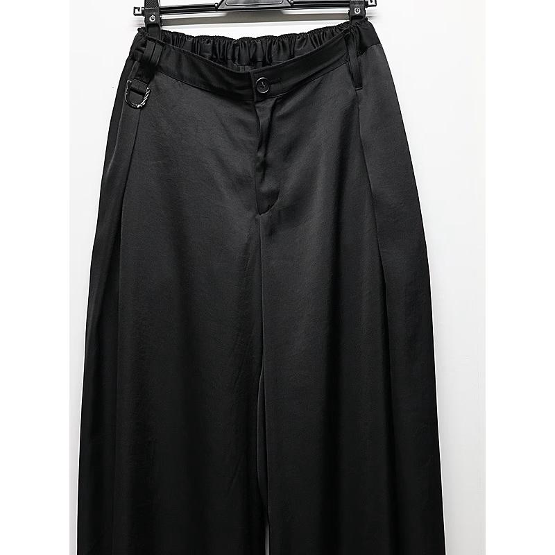 (予約品）8月末〜9月入荷予定/kiryuyrik・キリュウキリュウ/Vintage Satin Wide Tuck Slacks/Blackの画像