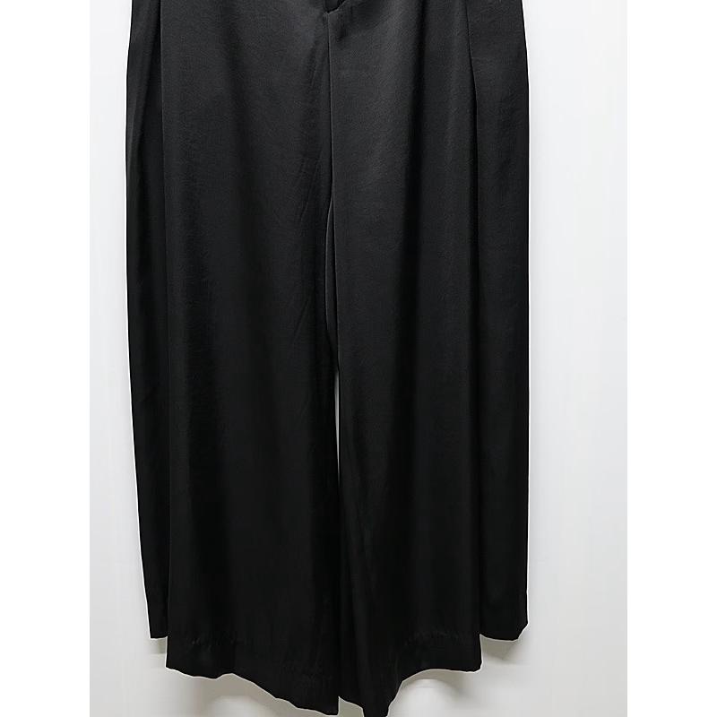 (予約品）8月末〜9月入荷予定/kiryuyrik・キリュウキリュウ/Vintage Satin Wide Tuck Slacks/Blackの画像