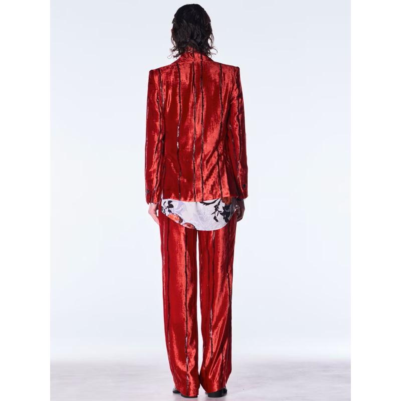 (予約品）10月末〜11月入荷予定/kiryuyrik・キリュウキリュウ/TOGE Velvet Wide Slacks/Redの画像