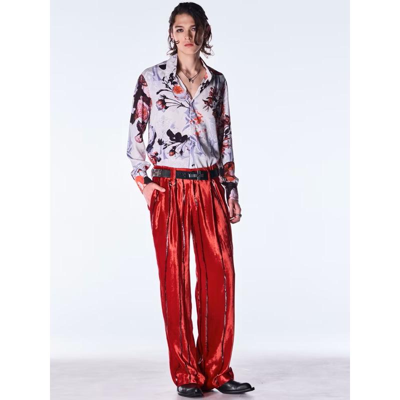 (予約品）10月末〜11月入荷予定/kiryuyrik・キリュウキリュウ/TOGE Velvet Wide Slacks/Redの画像