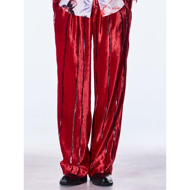 (予約品）10月末〜11月入荷予定/kiryuyrik・キリュウキリュウ/TOGE Velvet Wide Slacks/Redの画像