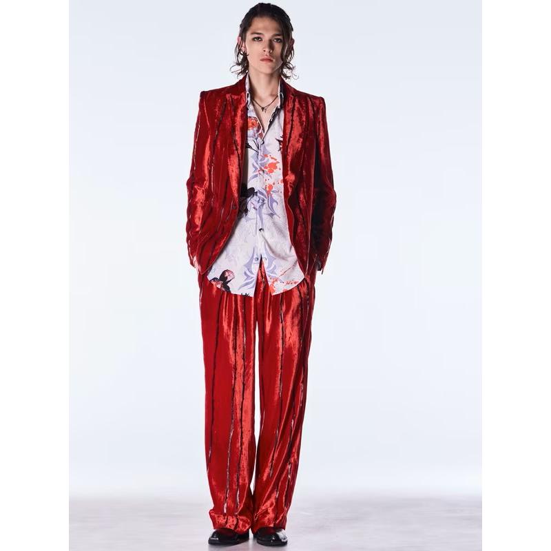 (予約品）10月末〜11月入荷予定/kiryuyrik・キリュウキリュウ/TOGE Velvet Wide Slacks/Redの画像
