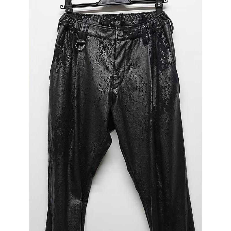 (予約品）11月末〜12月入荷予定/kiryuyrik・キリュウキリュウ/Cross Dot Fleece Boots Cut Slacks/Blackの画像