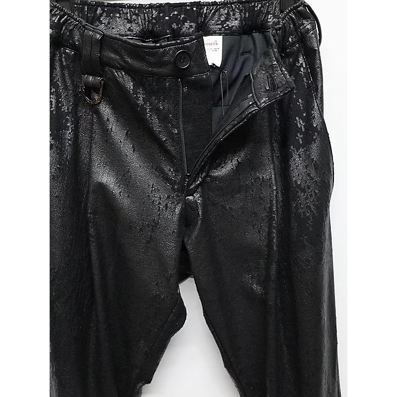 (予約品）11月末〜12月入荷予定/kiryuyrik・キリュウキリュウ/Cross Dot Fleece Boots Cut Slacks/Blackの画像
