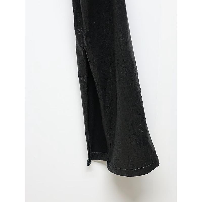 (予約品）11月末〜12月入荷予定/kiryuyrik・キリュウキリュウ/Cross Dot Fleece Boots Cut Slacks/Blackの画像