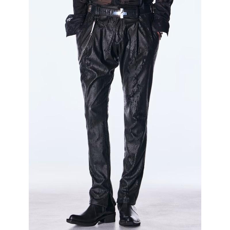 (予約品）11月末〜12月入荷予定/kiryuyrik・キリュウキリュウ/Cross Dot Fleece Boots Cut Slacks/Blackの画像