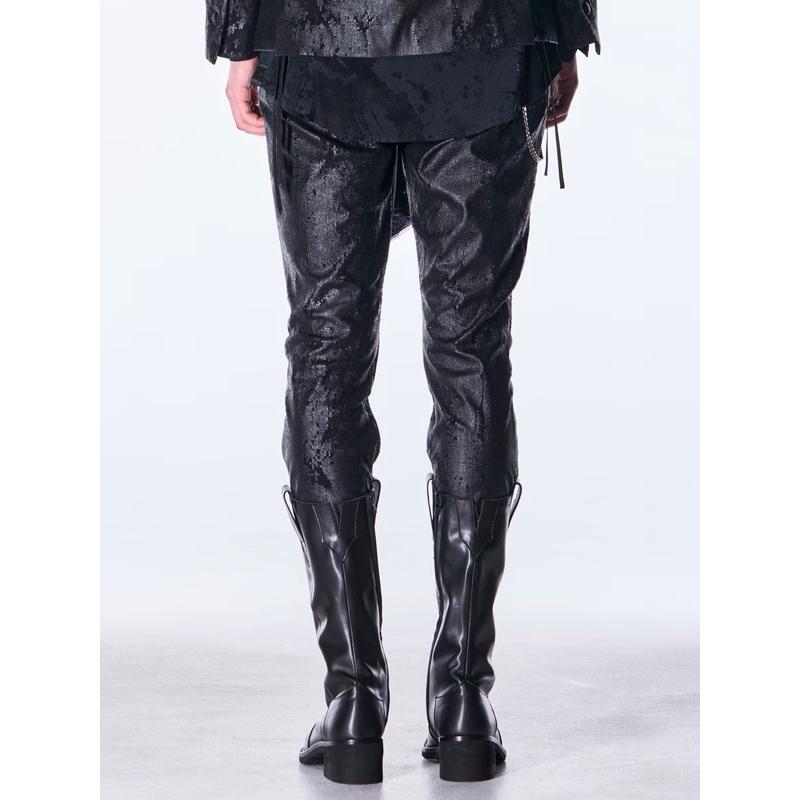 (予約品）11月末〜12月入荷予定/kiryuyrik・キリュウキリュウ/Cross Dot Fleece Boots Cut Slacks/Blackの画像