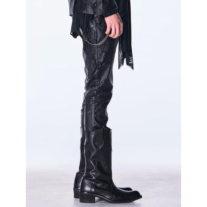 (予約品）11月末〜12月入荷予定/kiryuyrik・キリュウキリュウ/Cross Dot Fleece Boots Cut Slacks/Blackの画像
